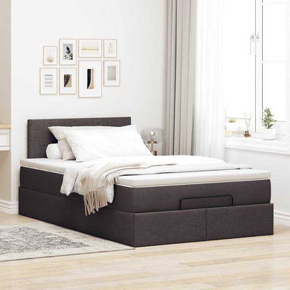 Ottoman bed met matras en LED's 120x200 cm stof donkerbruin