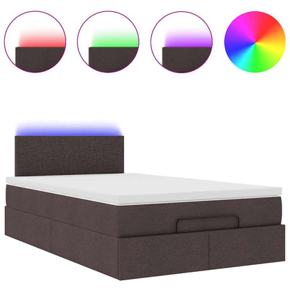 Ottoman bed met matras en LED's 120x200 cm stof donkerbruin