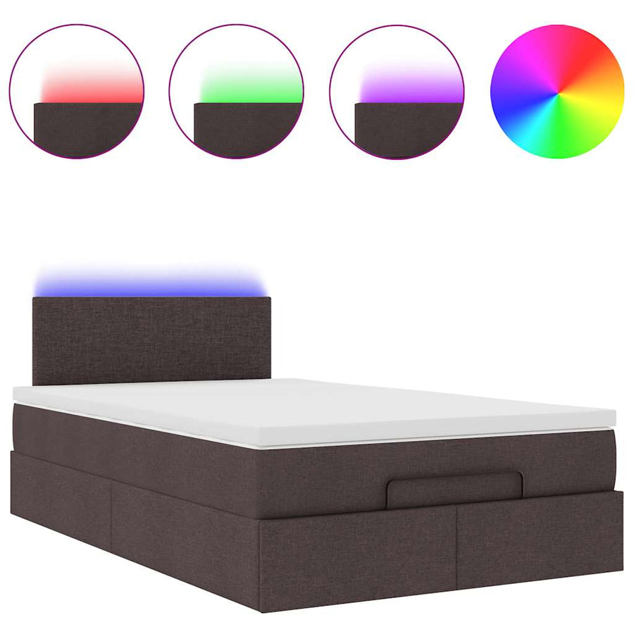 Ottoman bed met matras en LED's 120x200 cm stof donkerbruin
