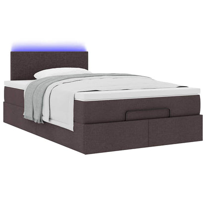 Ottoman bed met matras en LED's 120x200 cm stof donkerbruin