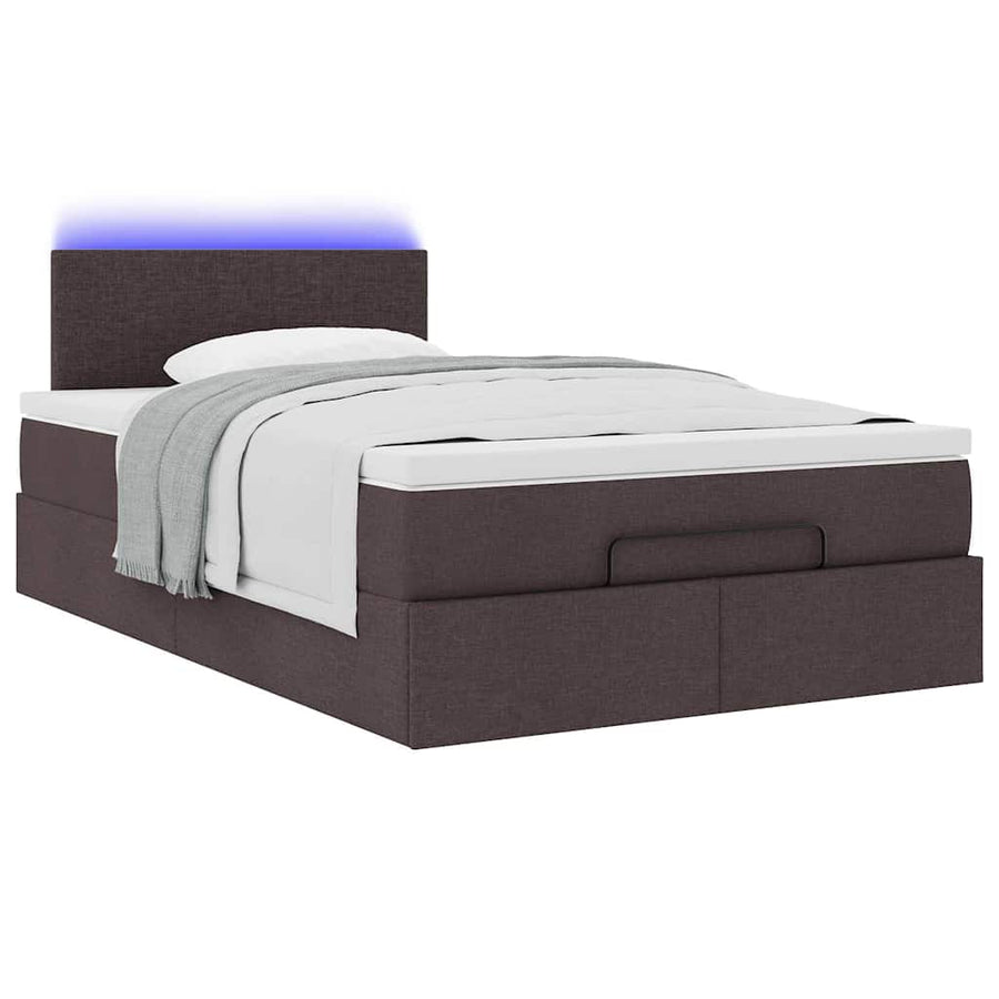 Ottoman bed met matras en LED's 120x200 cm stof donkerbruin