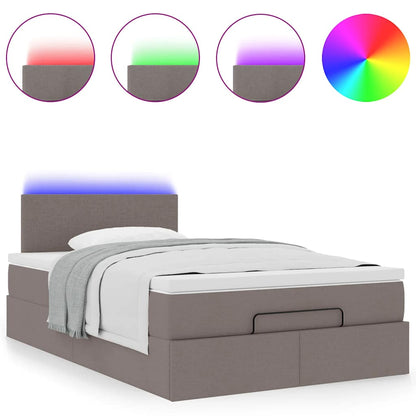 Ottoman bed met matras en LED's 120x200cm stof taupe
