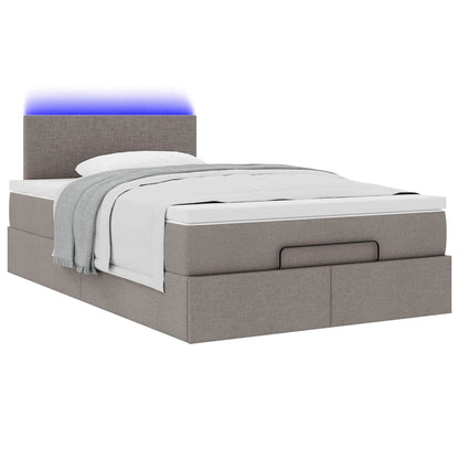 Ottoman bed met matras en LED's 120x200cm stof taupe