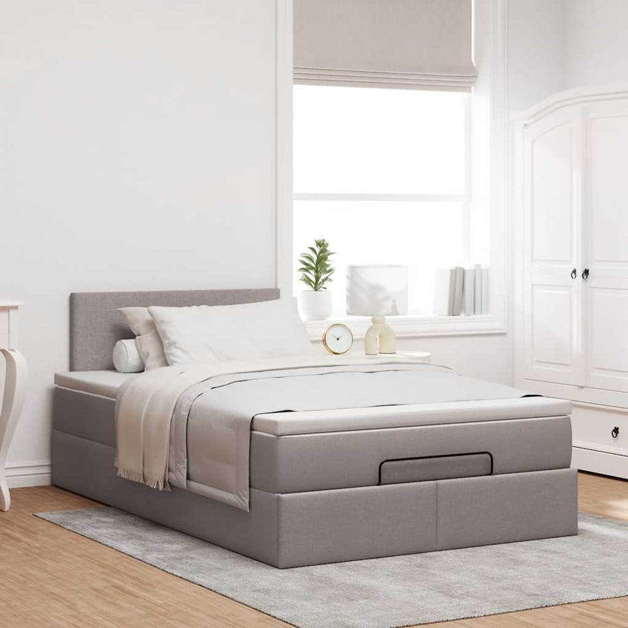 Ottoman bed met matras en LED's 120x200cm stof taupe