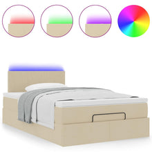 Ottoman bed met matras en LED's 120x200cm stof crèmekleurig
