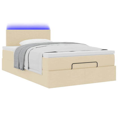 Ottoman bed met matras en LED's 120x200cm stof crèmekleurig