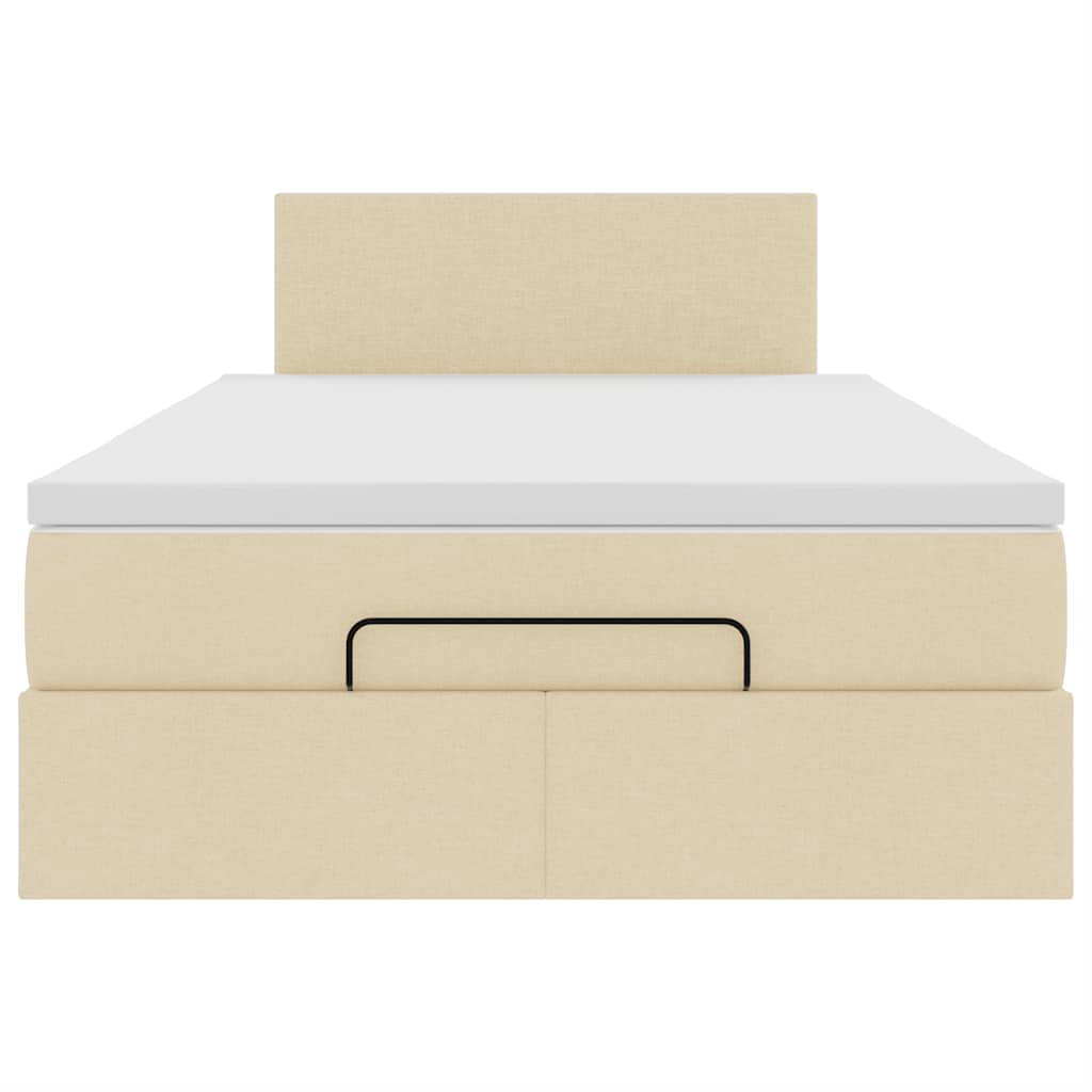 Ottoman bed met matras en LED's 120x200cm stof crèmekleurig