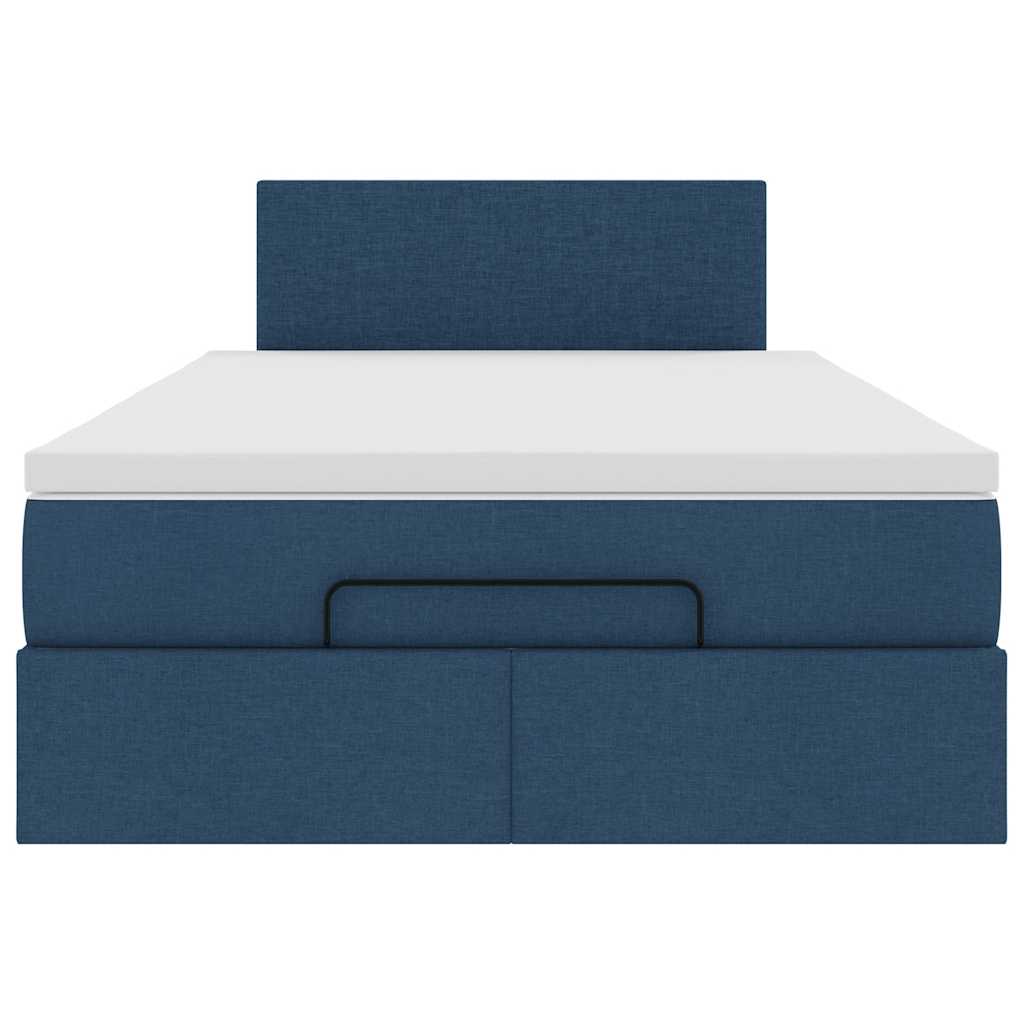 Ottoman bed met matras en LED's 120x200 cm stof blauw