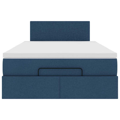 Ottoman bed met matras en LED's 120x200 cm stof blauw