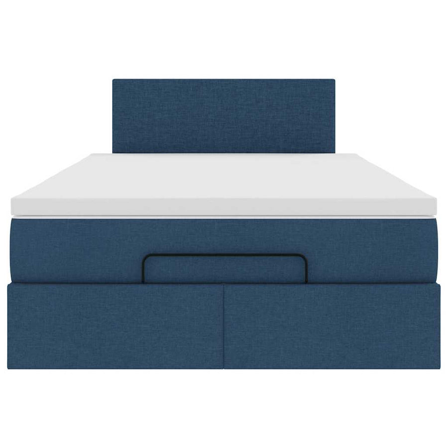 Ottoman bed met matras en LED's 120x200 cm stof blauw