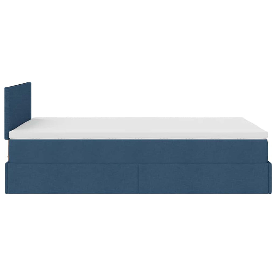 Ottoman bed met matras en LED's 120x200 cm stof blauw