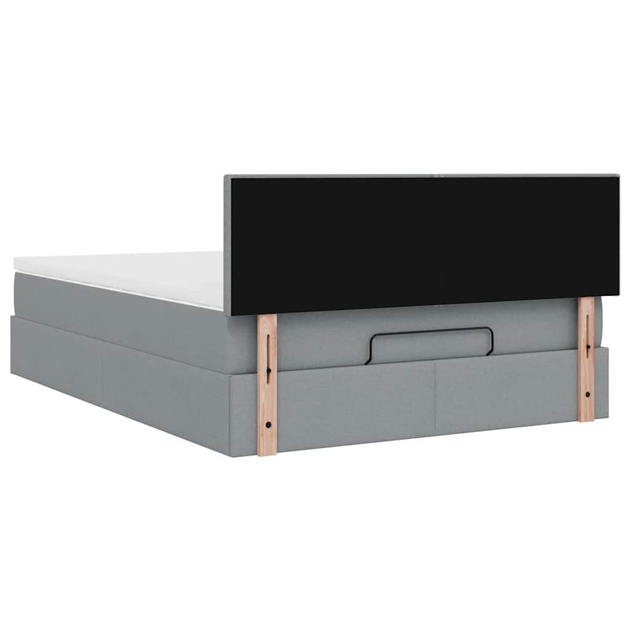 Bed poef met matras en LED's stof 140x190 cm lichtgrijs