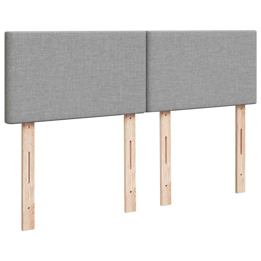 Bed poef met matras en LED's stof 140x190 cm lichtgrijs