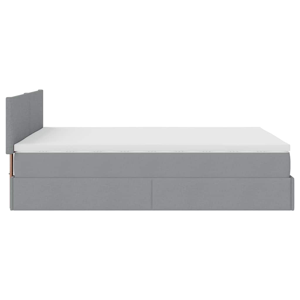 Bed poef met matras en LED's stof 140x190 cm lichtgrijs