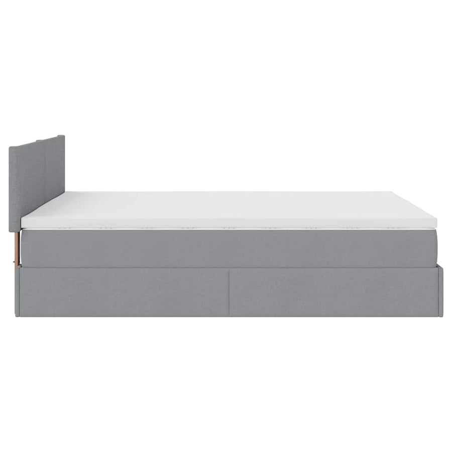 Bed poef met matras en LED's stof 140x190 cm lichtgrijs