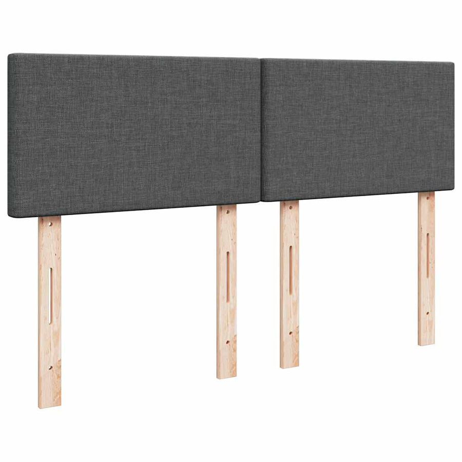 Bed poef met matras en LED's stof 140x190 cm donkergrijs