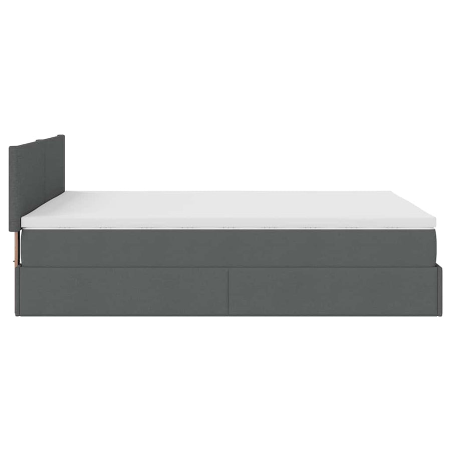 Bed poef met matras en LED's stof 140x190 cm donkergrijs