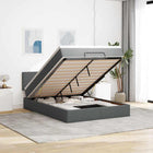 Ottoman bed with mattress and LEDs fabric 140x190 cm dark grey