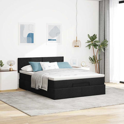 Bed poef met matras en LED's stof 140x190 cm zwart
