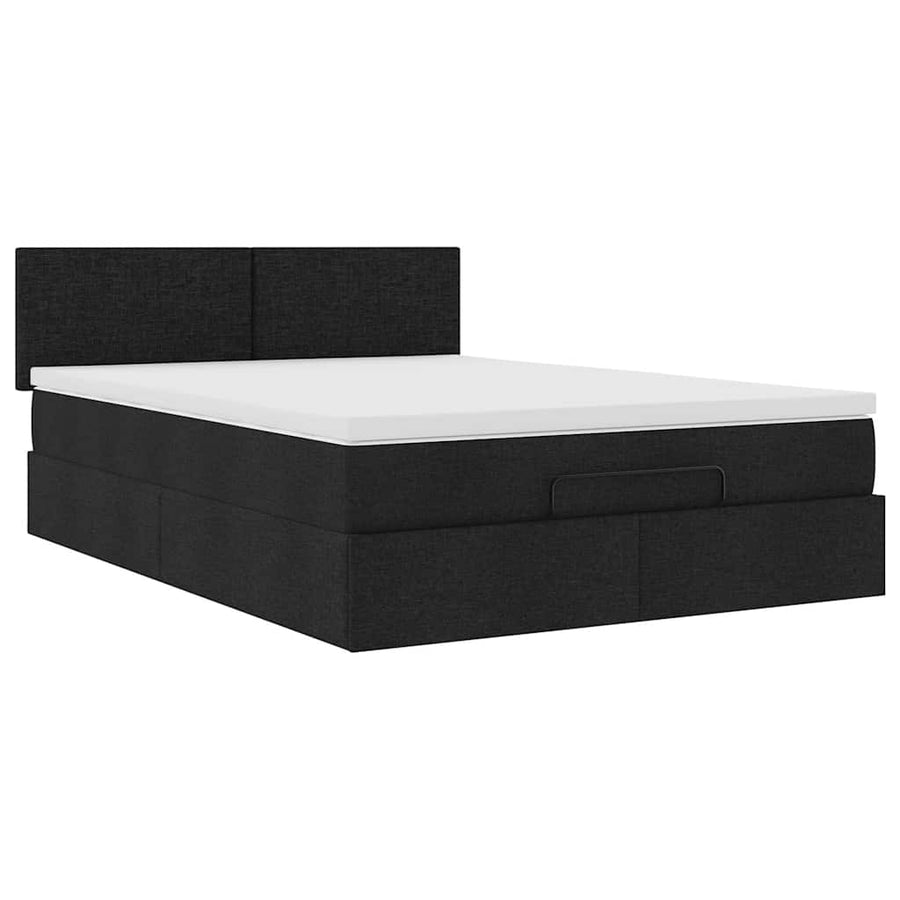 Bed poef met matras en LED's stof 140x190 cm zwart