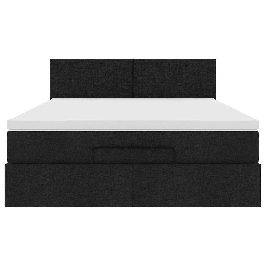 Bed poef met matras en LED's stof 140x190 cm zwart