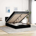 Bed pouf with mattress and LEDs fabric 140x190 cm black