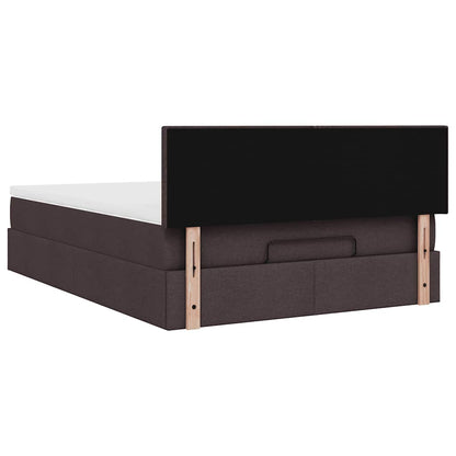 Bed poef met matras en LED's 140x190 cm stof donkerbruin
