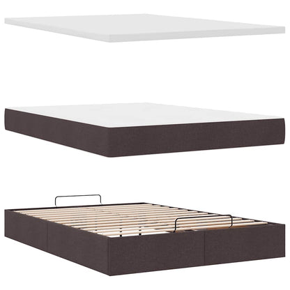 Bed poef met matras en LED's 140x190 cm stof donkerbruin