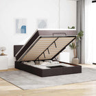 Bed 140x190 cm stof donkerbruin met matras en led