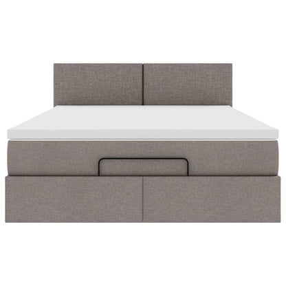 Bed Poef Met Matras En Led's Stof 140 x 190 cm Taupe