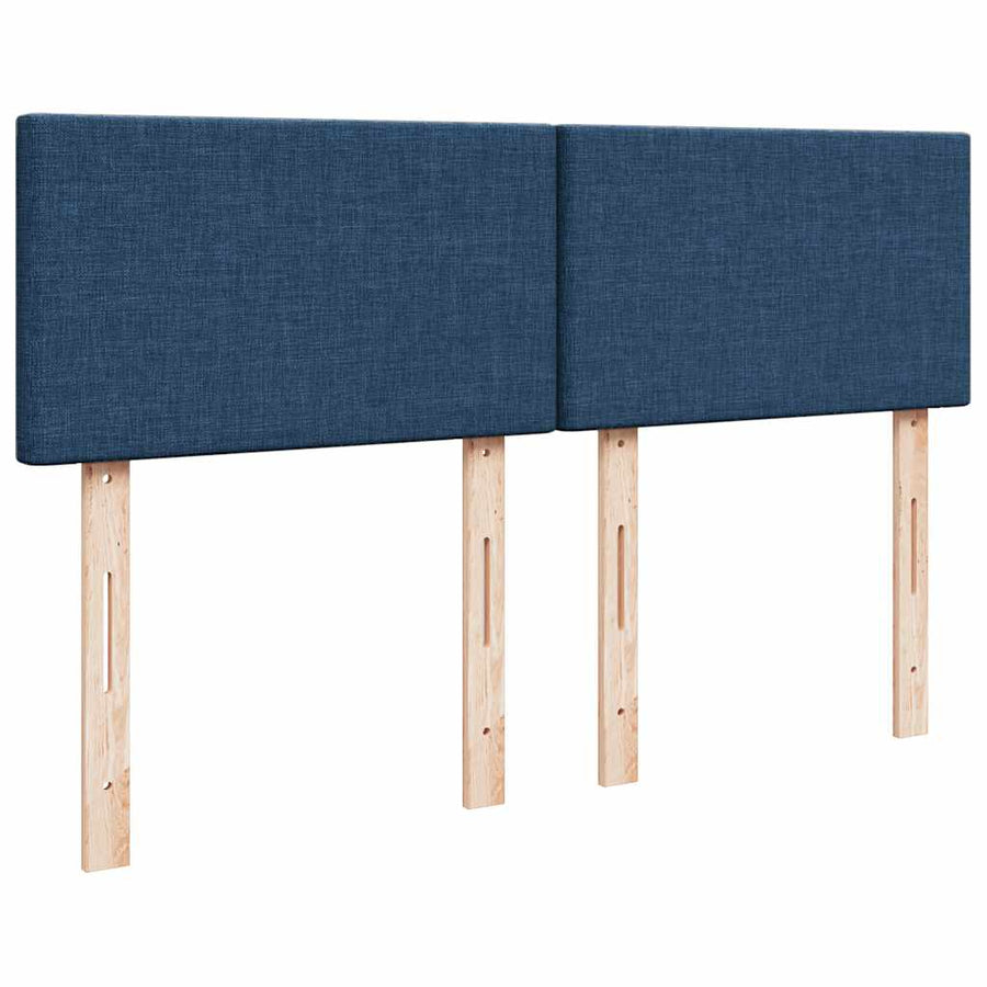 Bed poef met matras en LED's stof 140x190 cm blauw