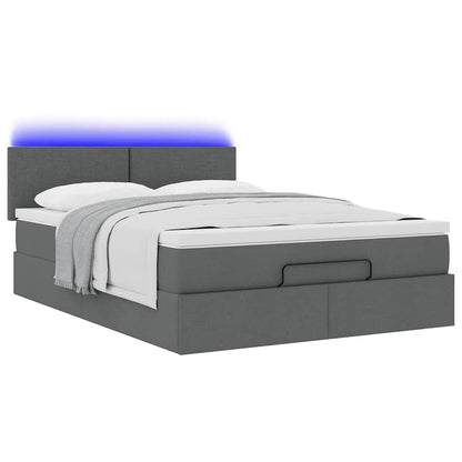 Ottoman bed met matras en LED's 140x200 cm stof donkergrijs