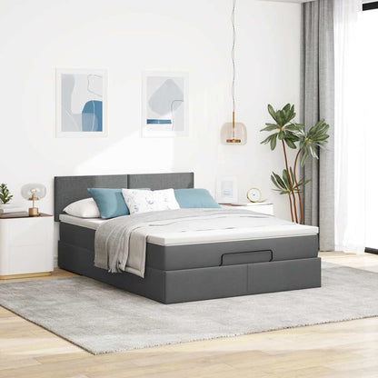 Ottoman bed met matras en LED's 140x200 cm stof donkergrijs