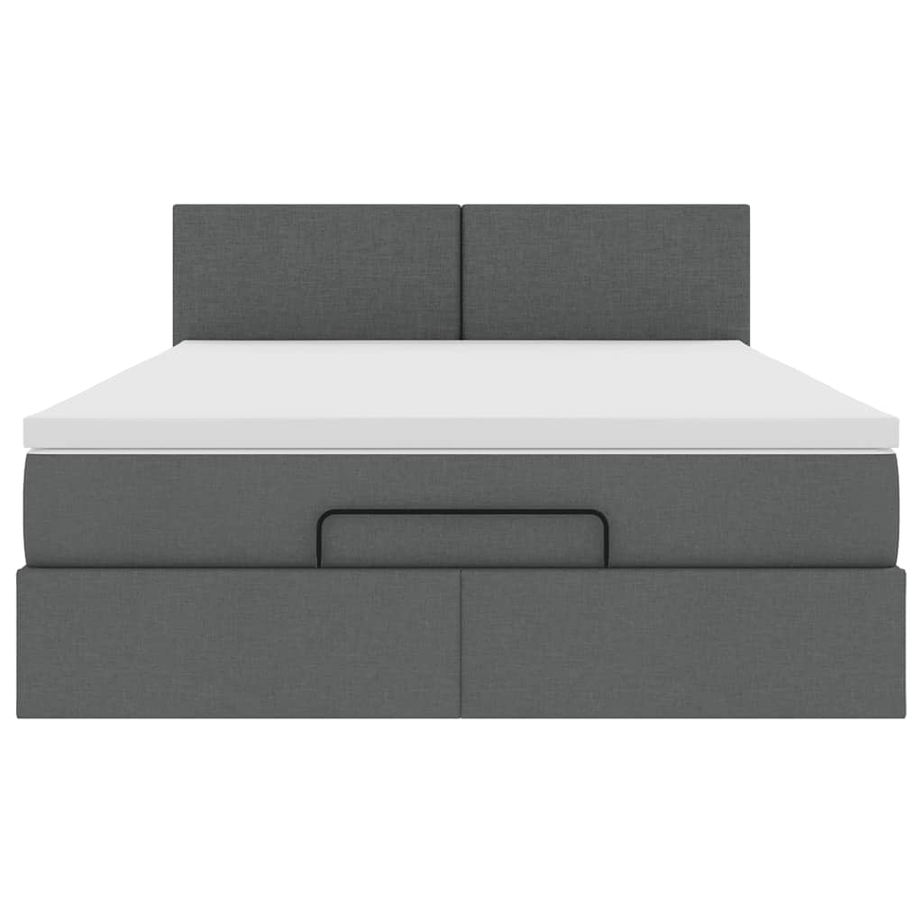 Ottoman bed met matras en LED's 140x200 cm stof donkergrijs