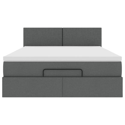 Ottoman bed met matras en LED's 140x200 cm stof donkergrijs
