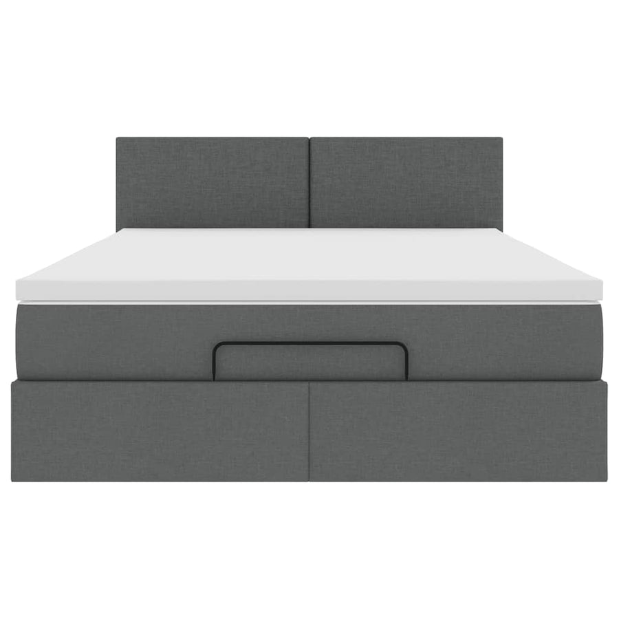 Ottoman bed met matras en LED's 140x200 cm stof donkergrijs