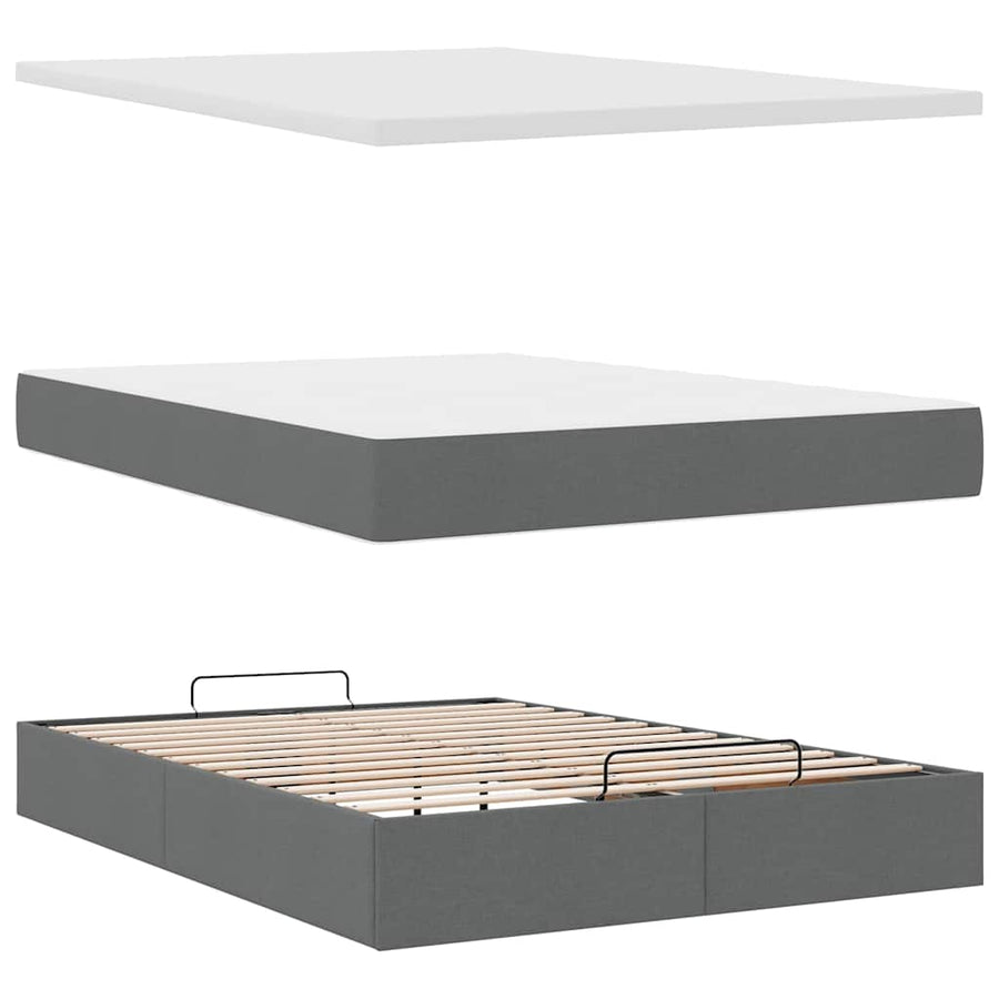Ottoman bed met matras en LED's 140x200 cm stof donkergrijs