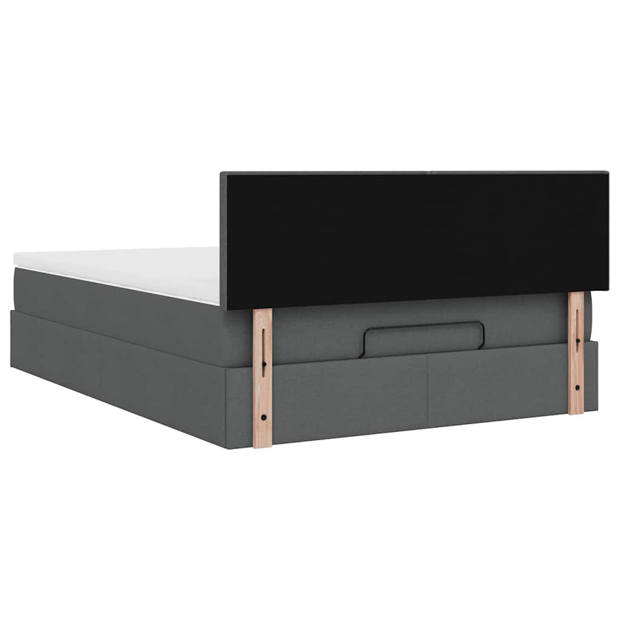 Ottoman bed met matras en LED's 140x200 cm stof donkergrijs