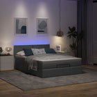 Bed 140x200 cm stof donkergrijs met matras en LED