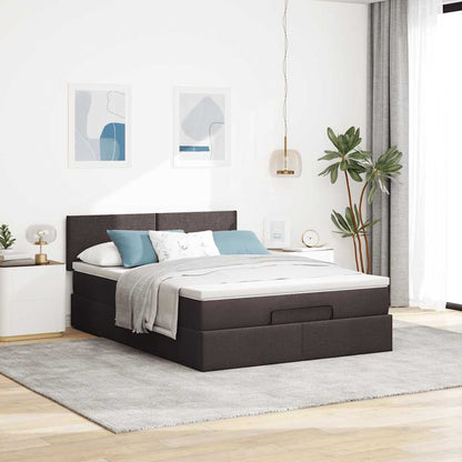 Ottoman bed met matras en LED's 140x200cm stof donkerbruin