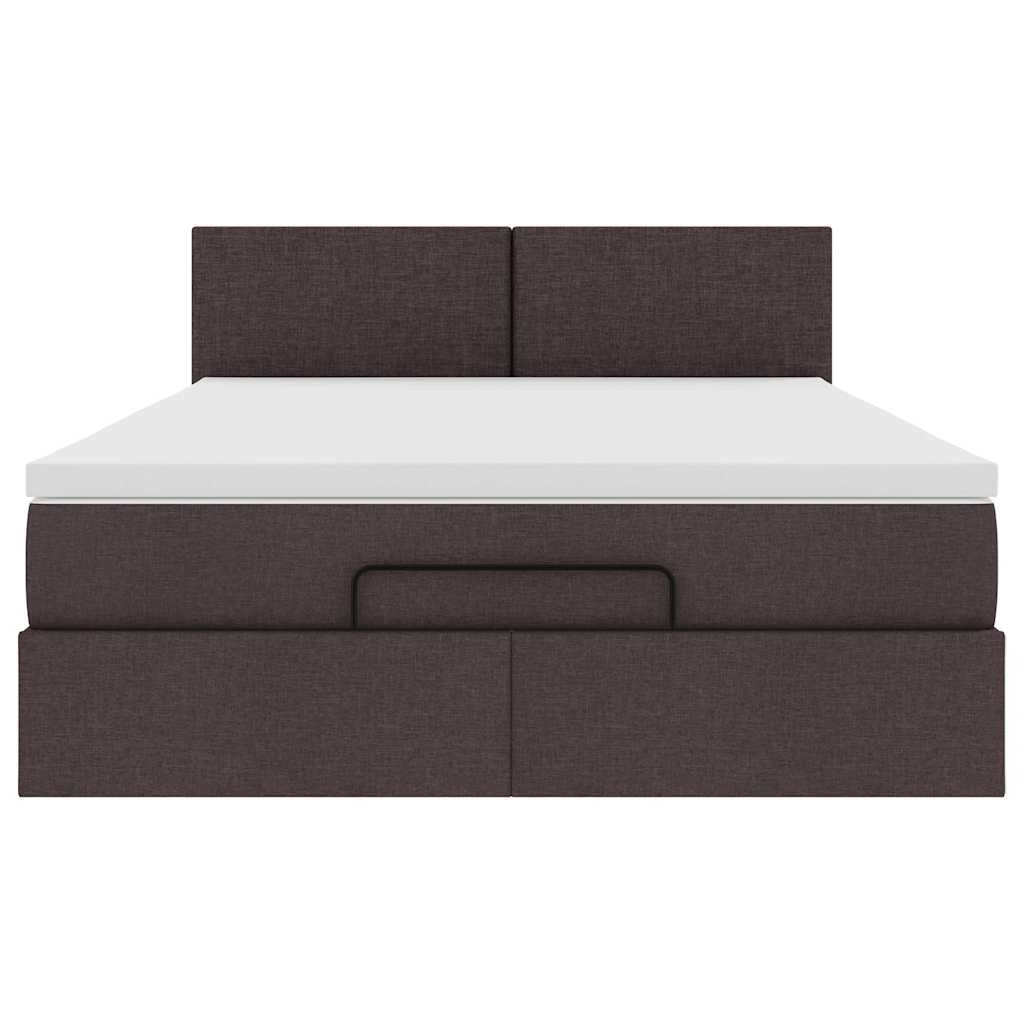 Ottoman bed met matras en LED's 140x200cm stof donkerbruin