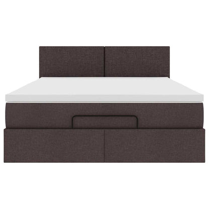 Ottoman bed met matras en LED's 140x200cm stof donkerbruin