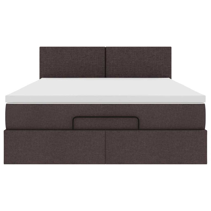 Ottoman bed met matras en LED's 140x200cm stof donkerbruin