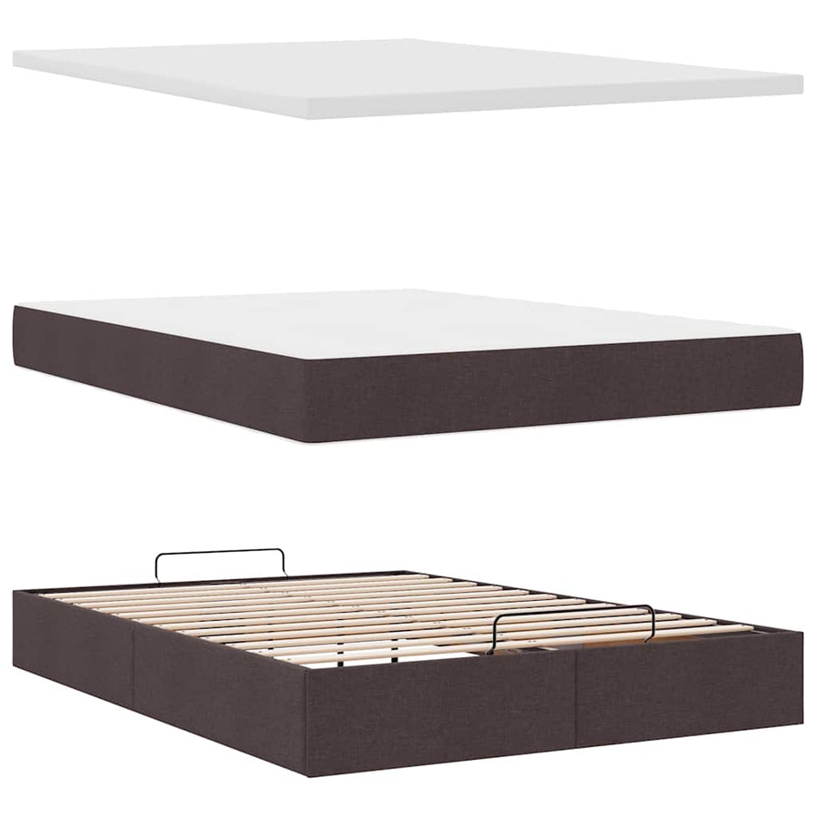 Ottoman bed met matras en LED's 140x200cm stof donkerbruin