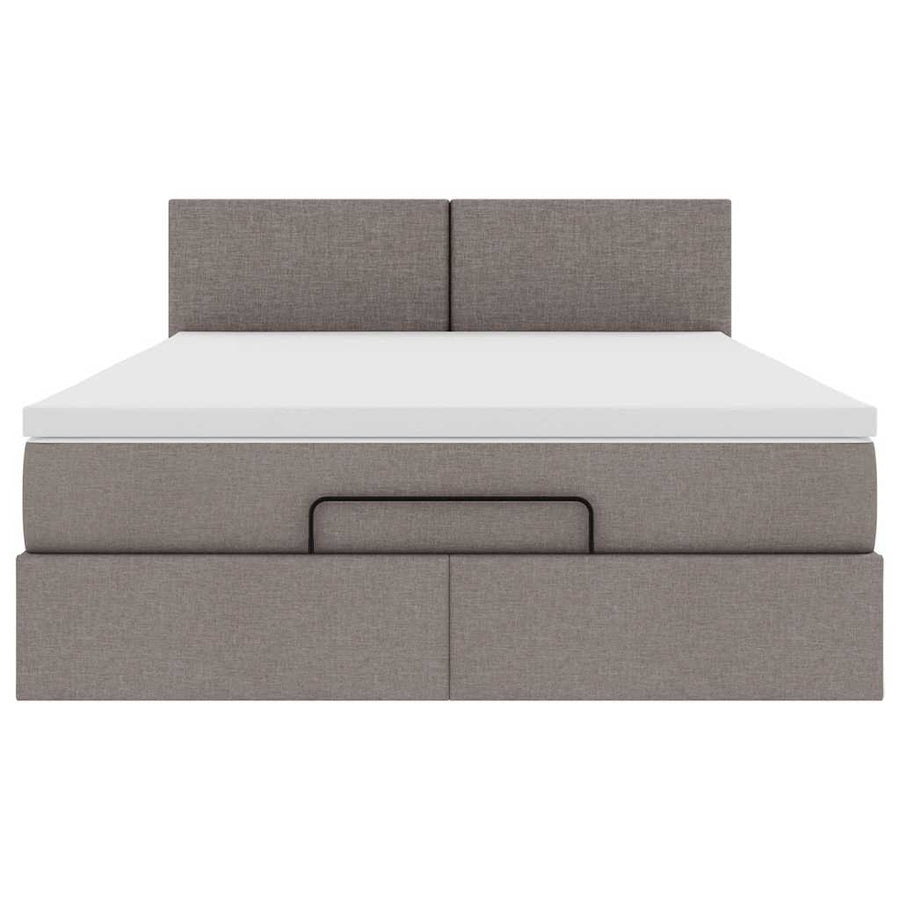 Ottoman bed met matras en LED's 140x200 cm stof taupe