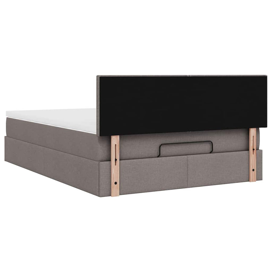 Ottoman bed met matras en LED's 140x200 cm stof taupe