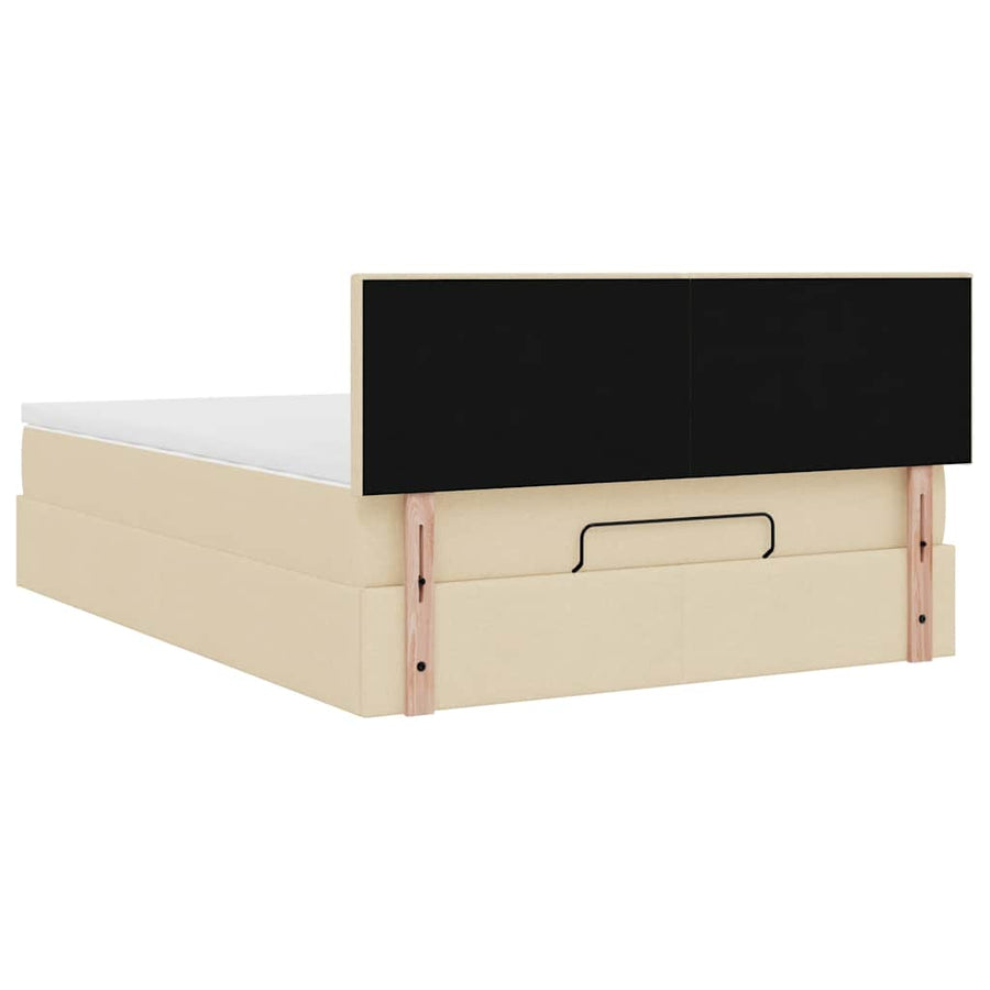 Ottoman bed met matras en LED's 140x200 cm stof crèmekleurig