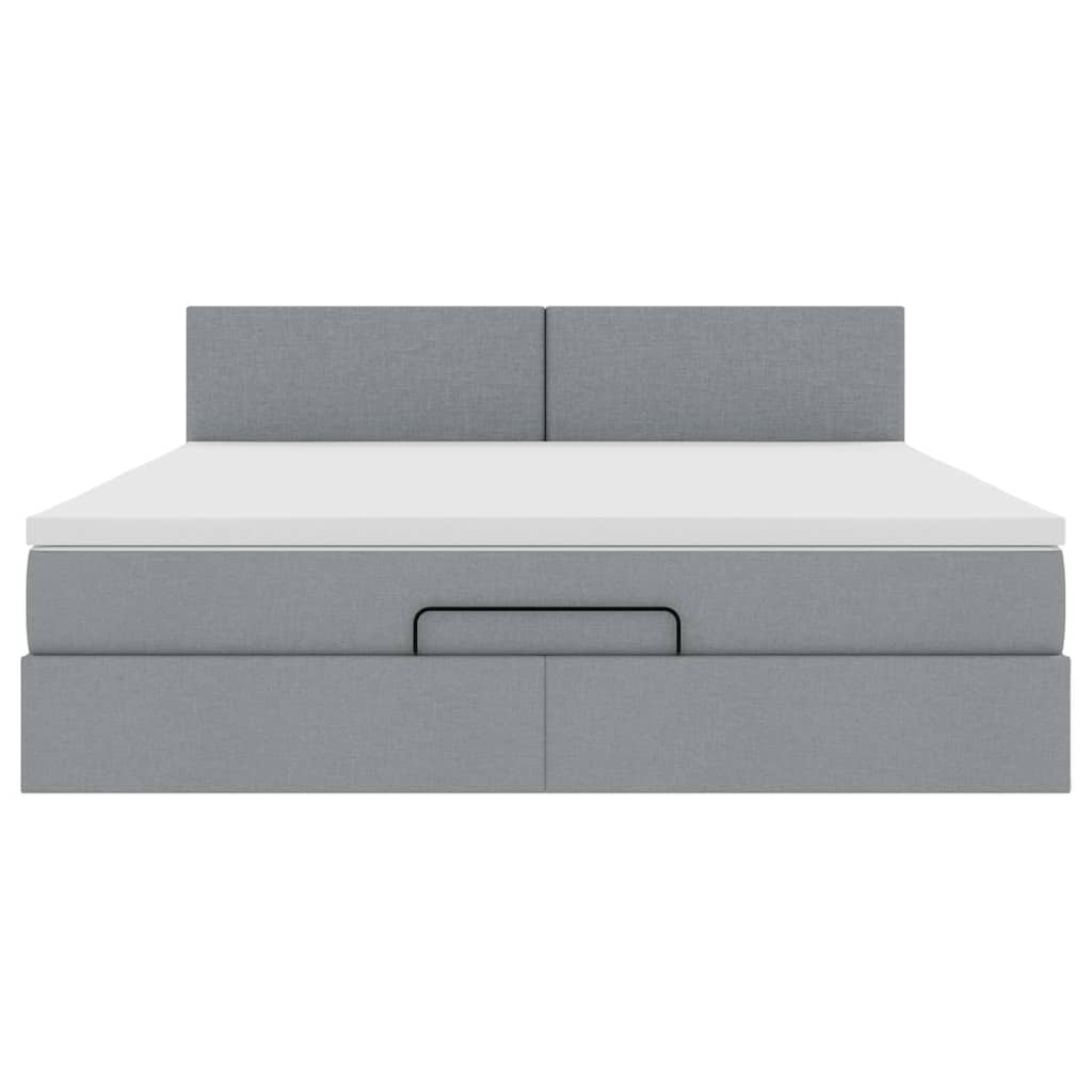 Ottoman bed met matras en LED's 160x200 cm stof lichtgrijs