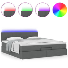 Ottoman bed met matras en LED's 160x200cm stof donkergrijs