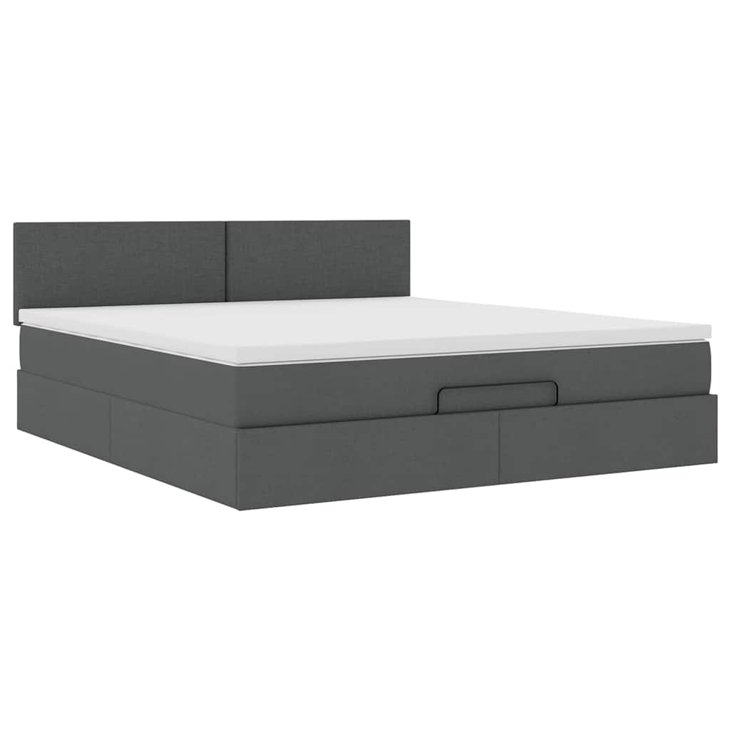 Ottoman bed met matras en LED's 160x200cm stof donkergrijs